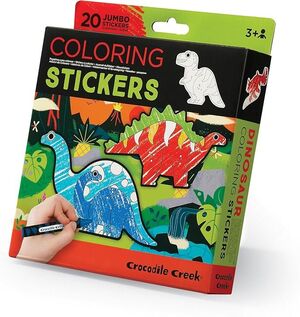 20 PEGATINAS GIGANTES DINOSAURIOS + COLORES + LÁMINA
